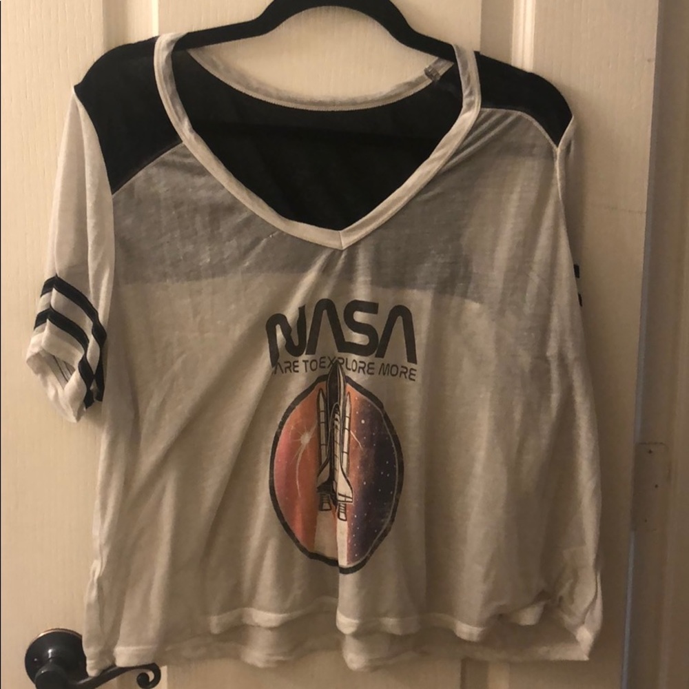 NASA football crop top sheer